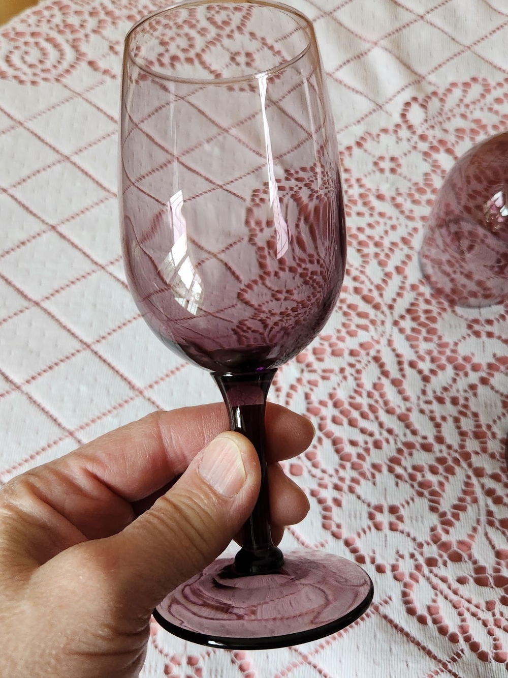 Set Of Five Amethyst-Tinted Wine Glass - Stemware